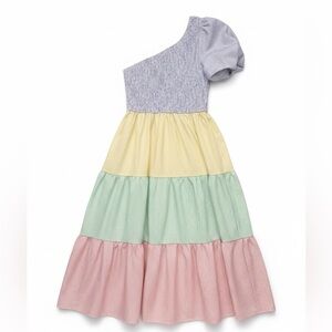 Simple Multicolor Tiered Kids Dress